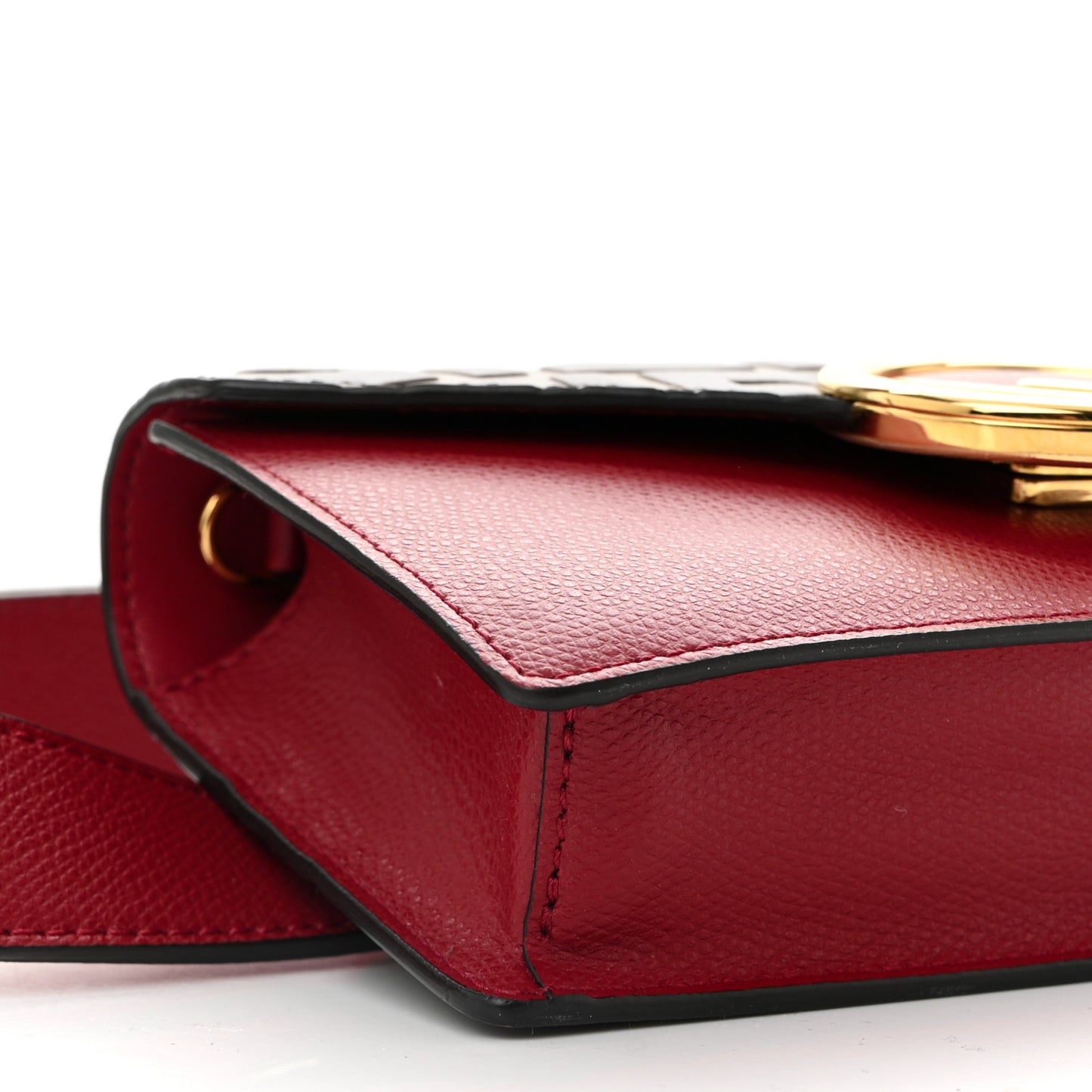 Vitello Cruise F is Fendi Bi-Color FF 1974 Embossed Envelope Belt Bag Maya Black Fragola