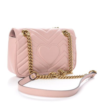 Gucci Calfskin Matelasse Mini GG Marmont Shoulder Bag Perfect Pink 3 of 9