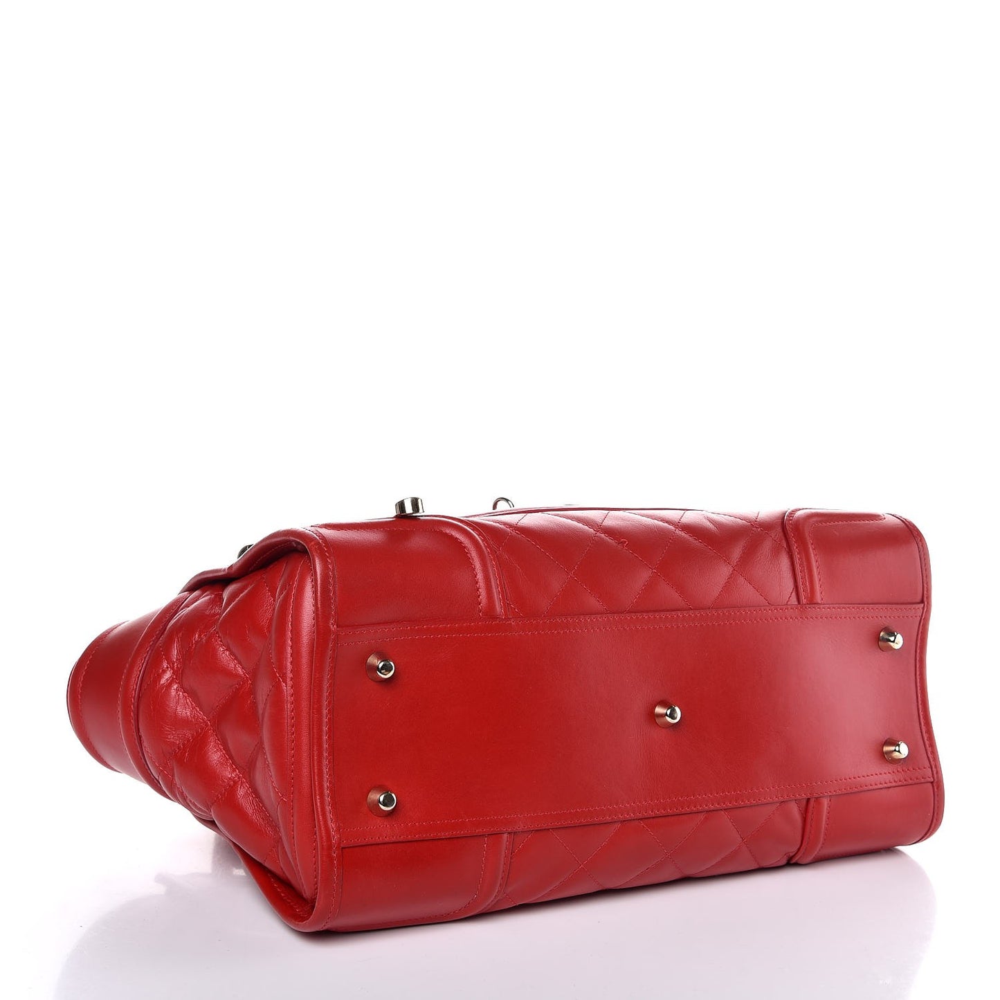 Calfskin Quilted Large Manor Tote Red