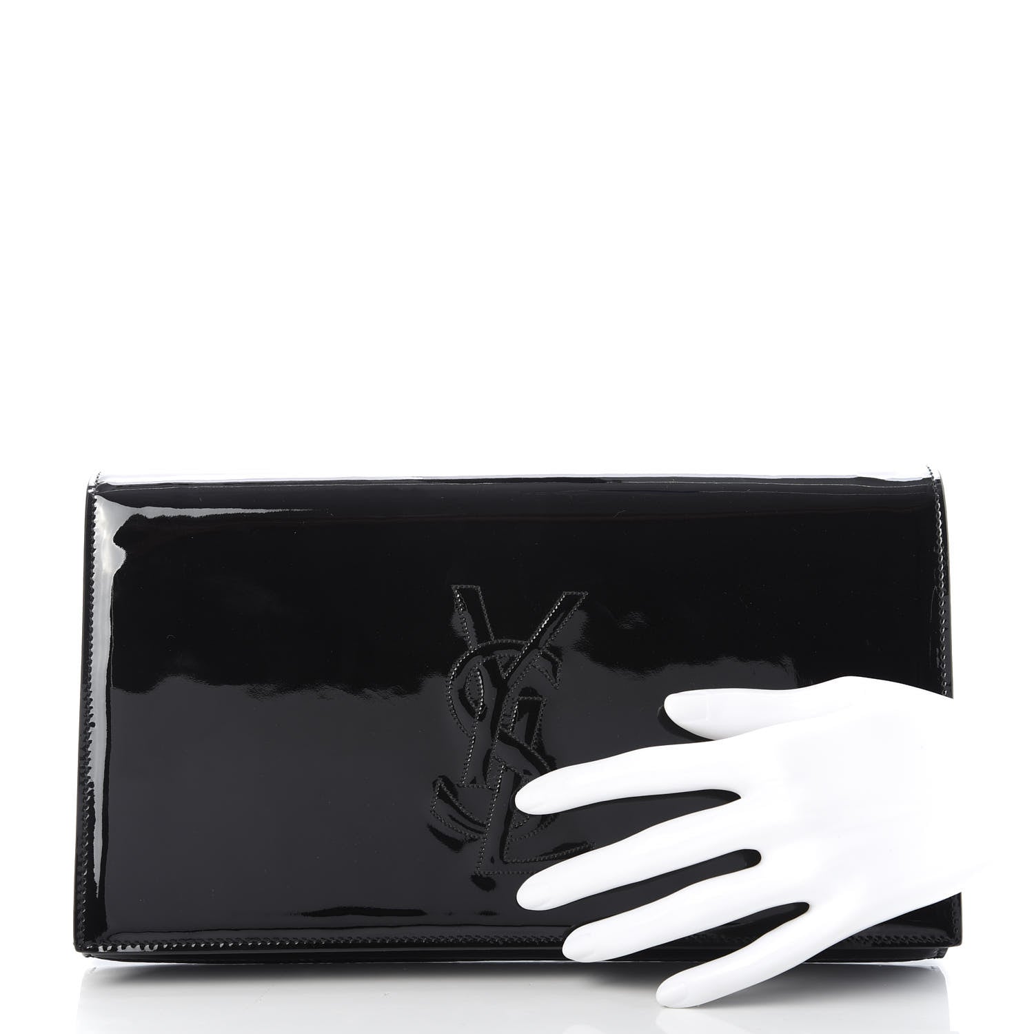 Saint Laurent Patent Monogram Large Belle De Jour Clutch Black 2 of 9