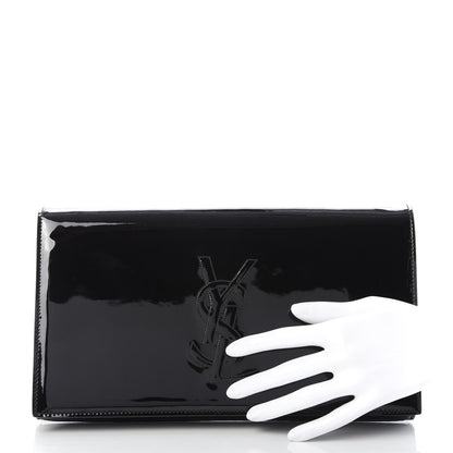 Saint Laurent Patent Monogram Large Belle De Jour Clutch Black 2 of 9