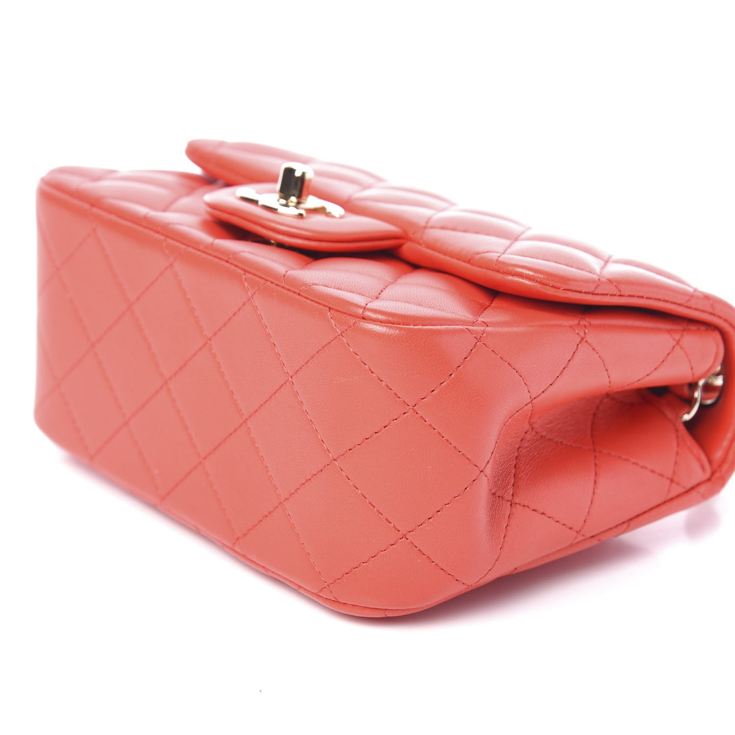 Lambskin Quilted Mini Square Flap Dark Red
