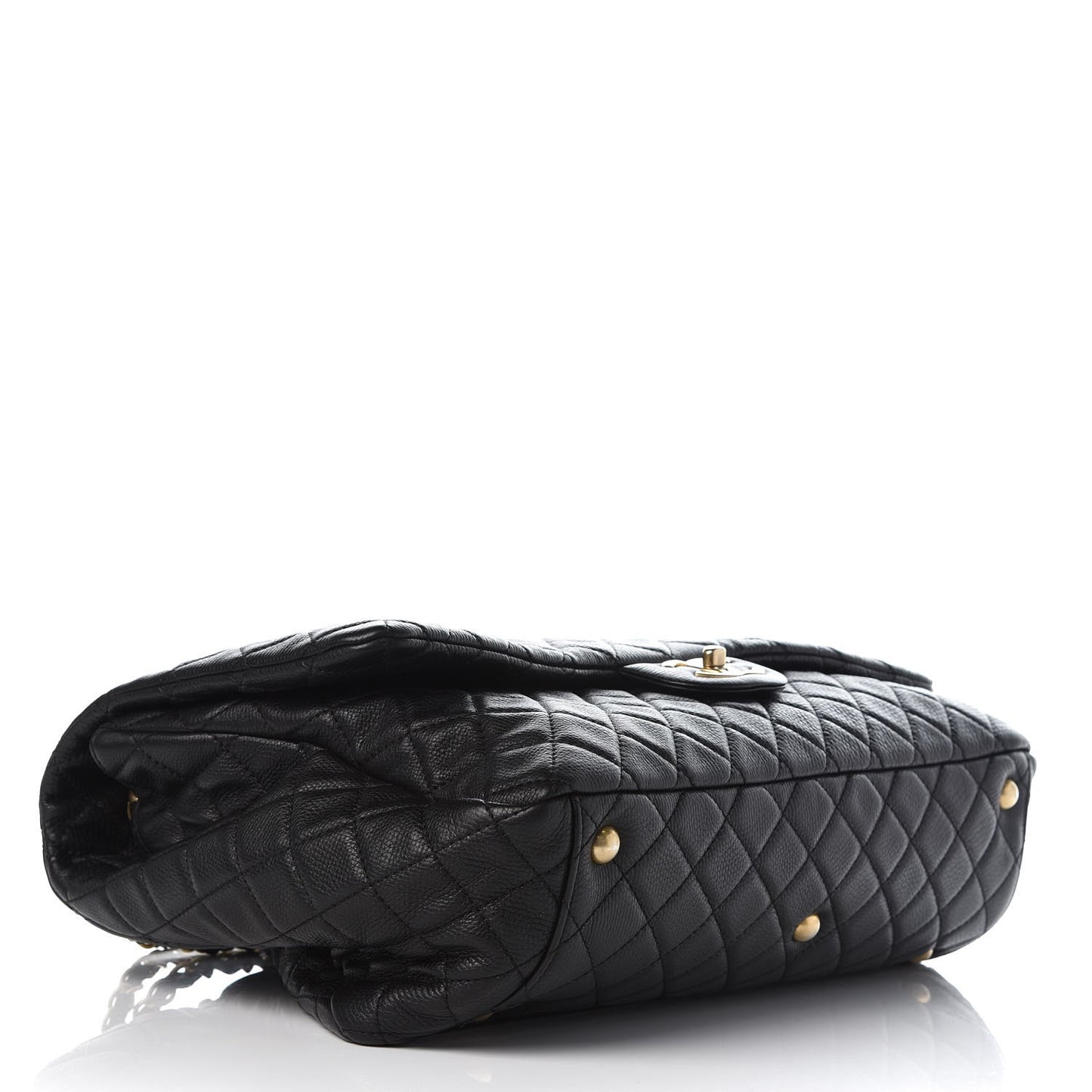 Calfskin Quilted XXL Travel Flap Bag Black