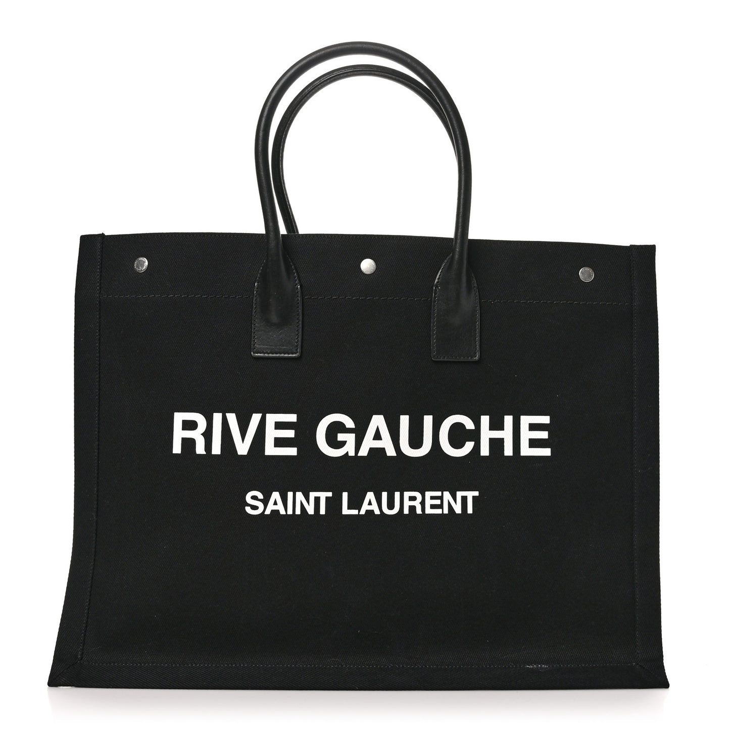 Linen Calfskin Rive Gauche Tote Black