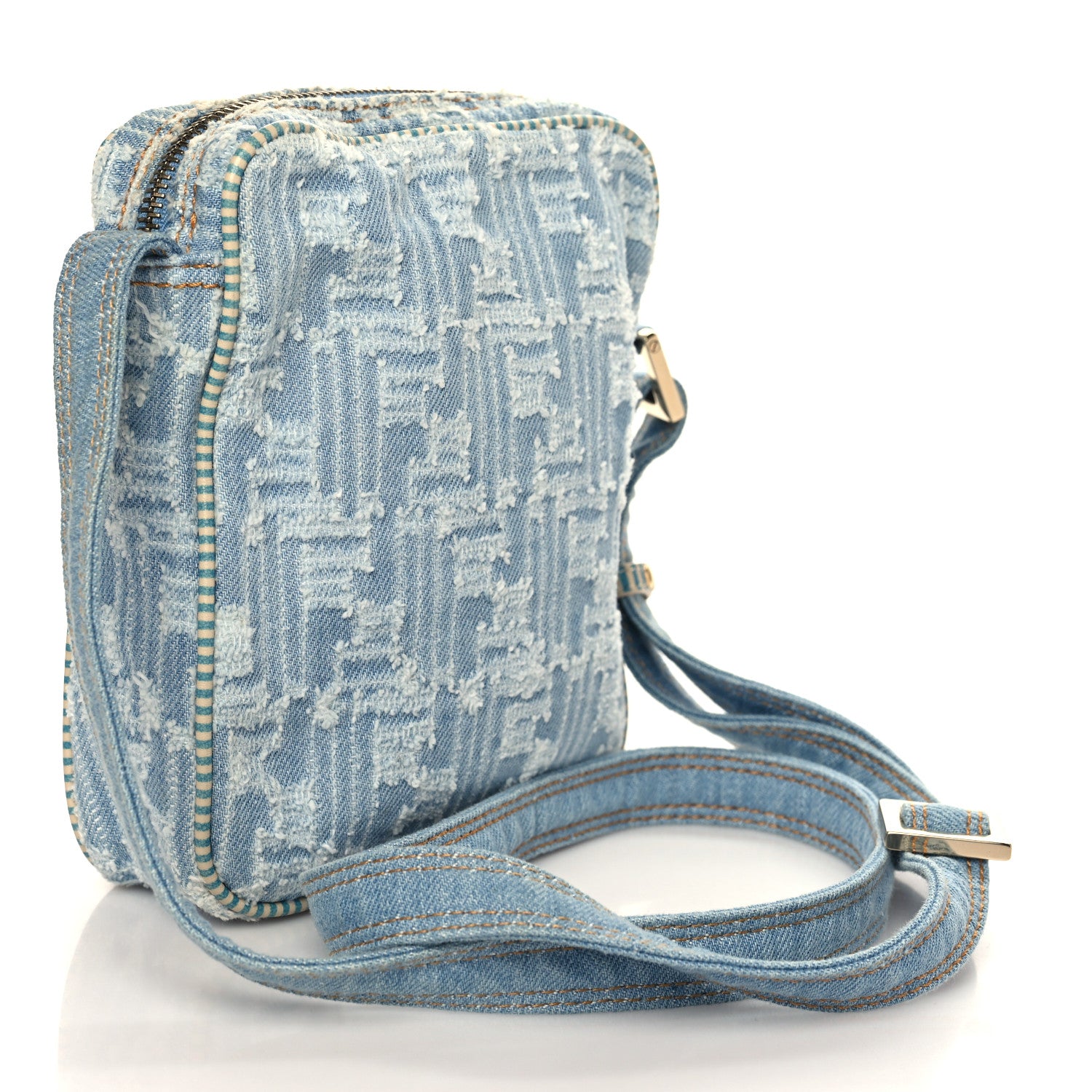 Fendi Denim Zucca Small Crossbody Bag Blue 2 of 8