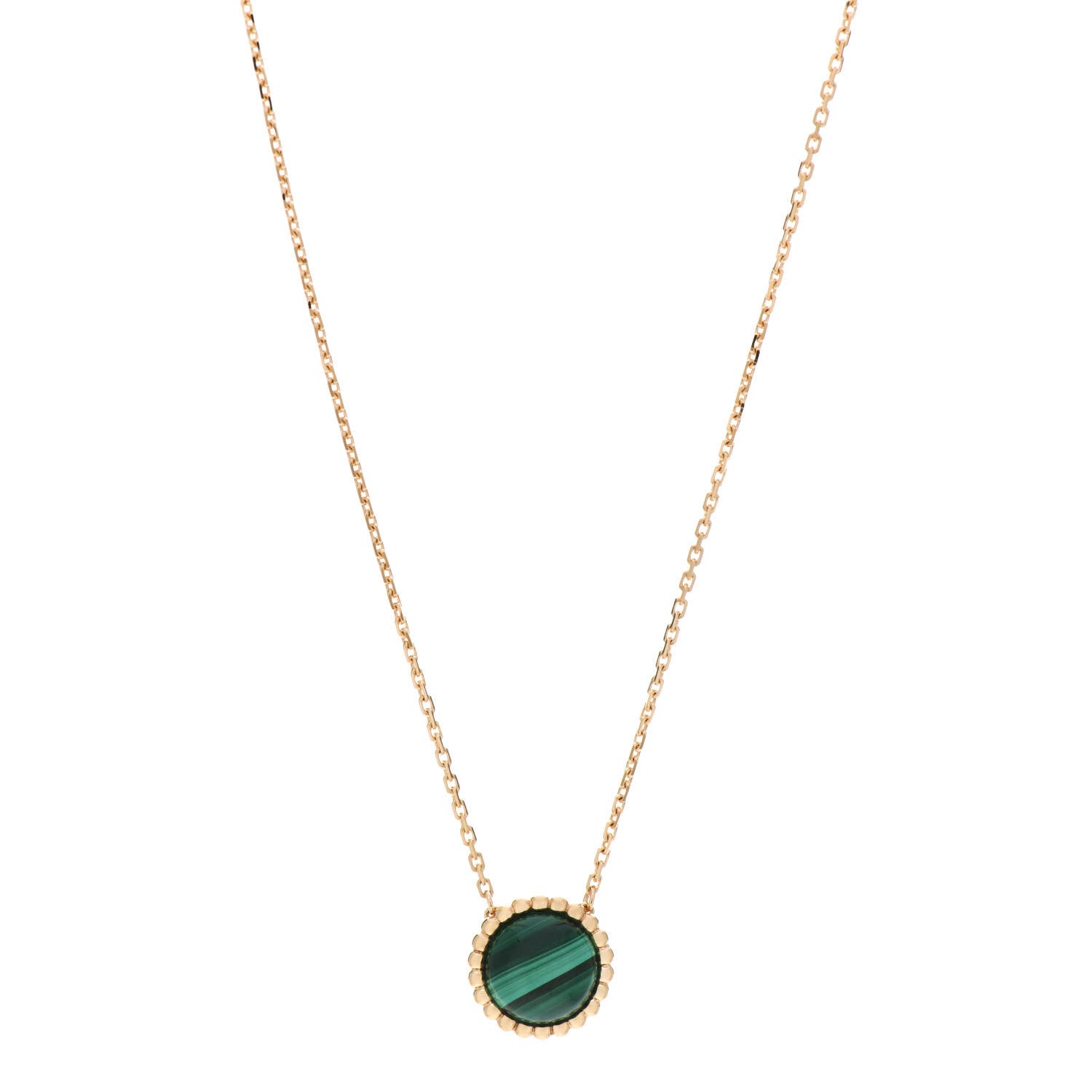 Van Cleef & Arpels 18K Yellow Gold Malachite Perlee Couleurs Pendant Necklace 1 of 5