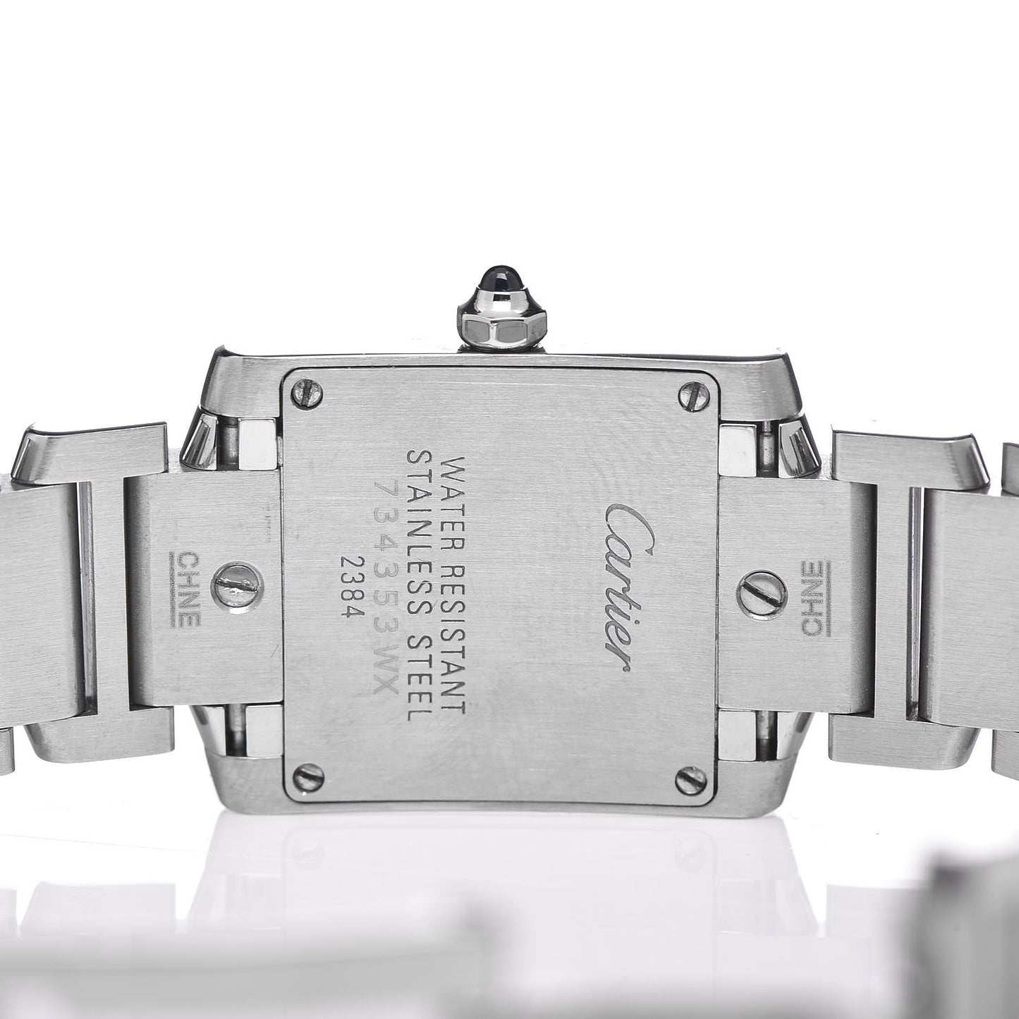 Stainless Steel Blue Mother of Pearl 20mm Tank Francaise Quartz Watch