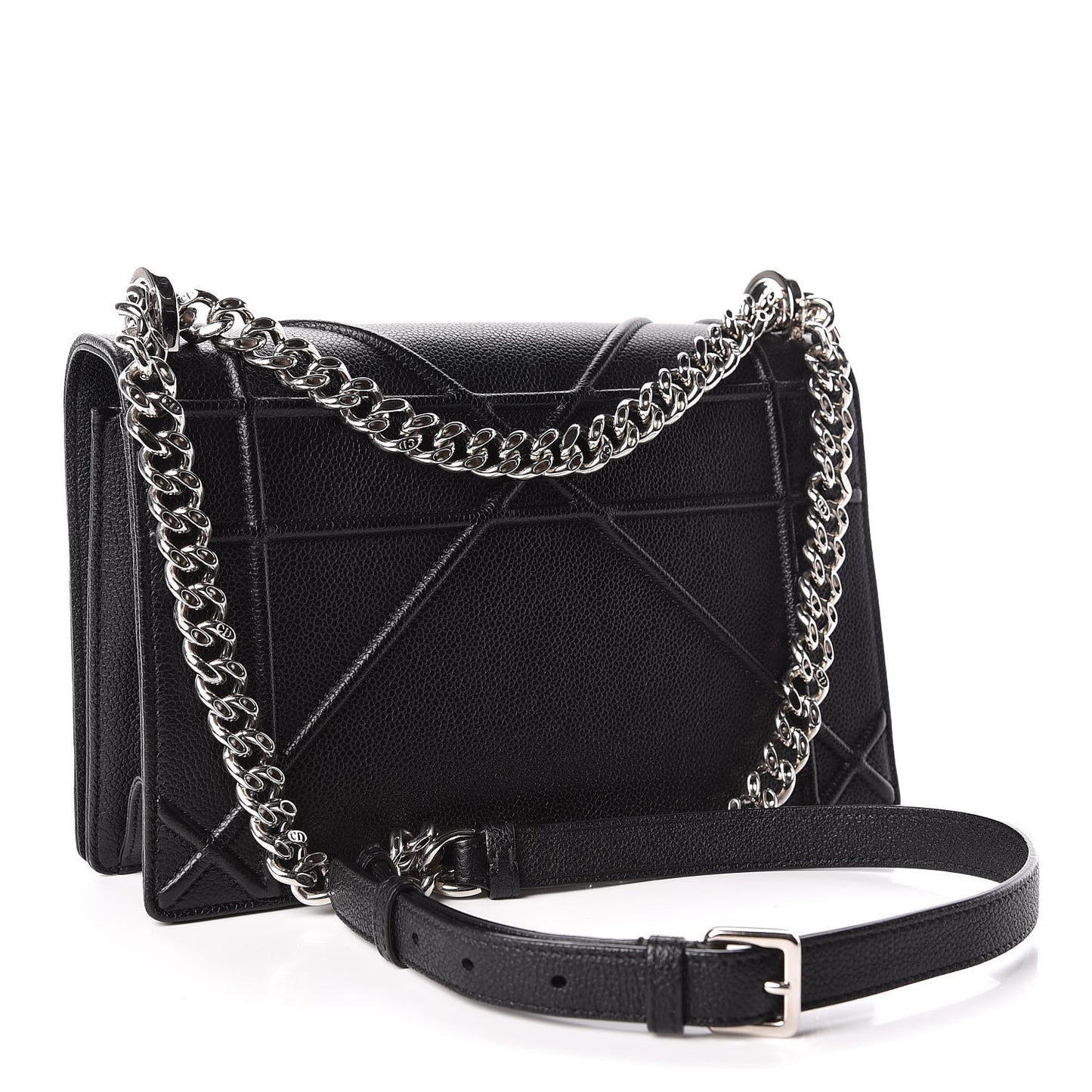 Grained Calfskin Medium Diorama Flap Bag Black