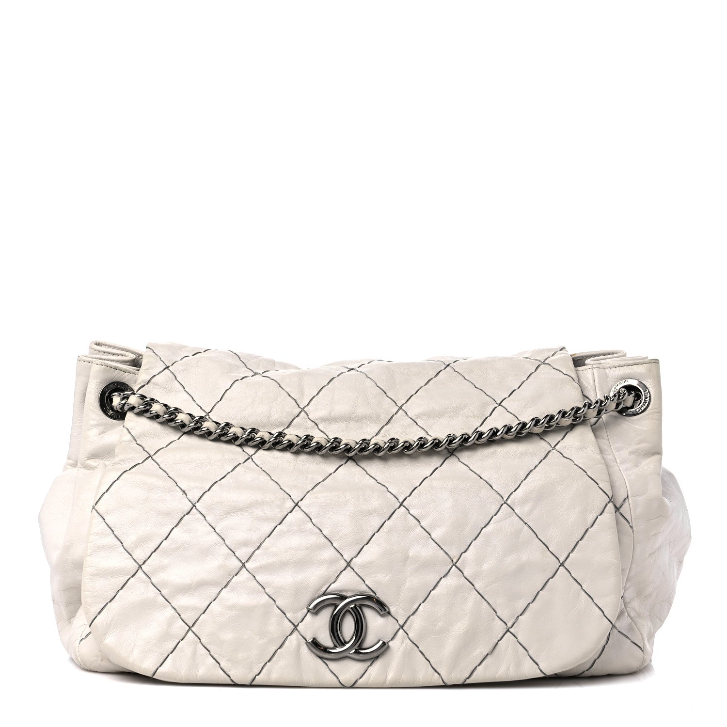 Chanel Calfskin Stitch It Accordion Flap White 1 of 18
