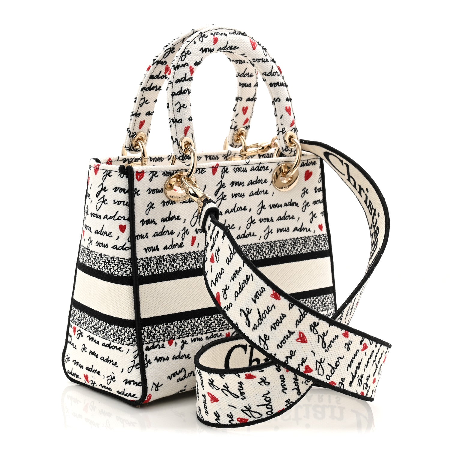Christian Dior Canvas Embroidered Dioramour Je Vous Adore Medium