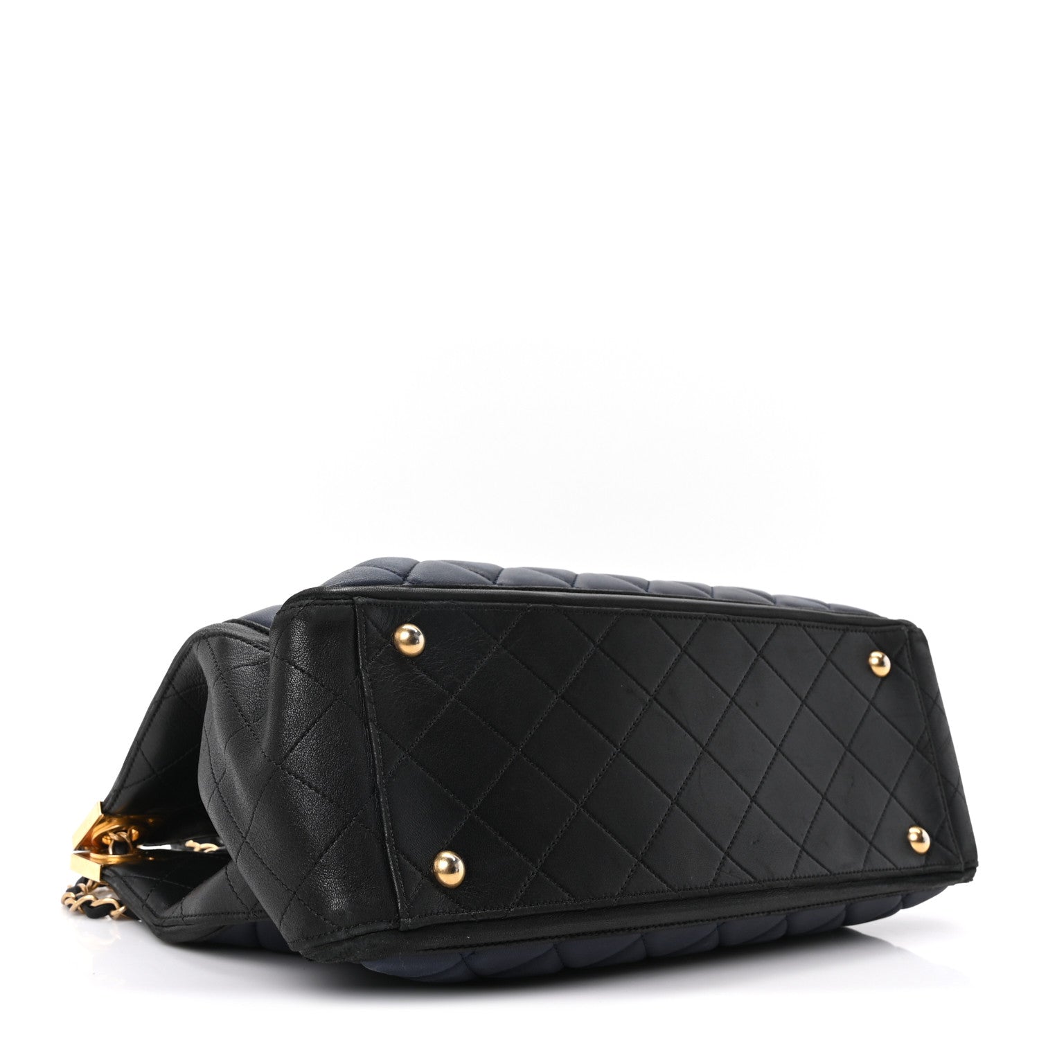 Chanel Lambskin Quilted Elegant CC Shopping Tote Navy Black 4 of 10