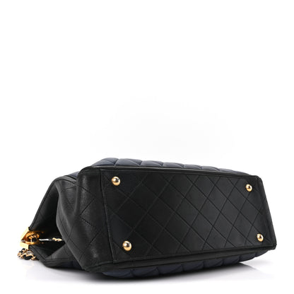 Chanel Lambskin Quilted Elegant CC Shopping Tote Navy Black 4 of 10
