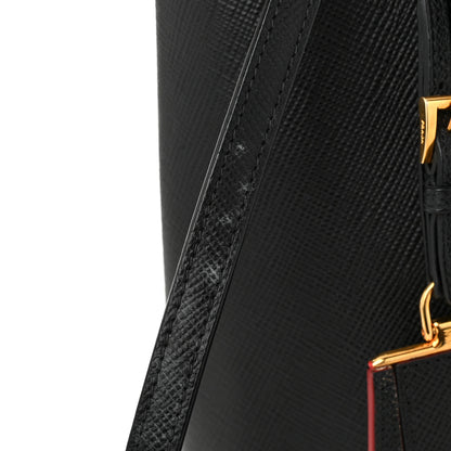 Prada Saffiano Cuir Medium Double Bag Black Fuoco 11 of 11
