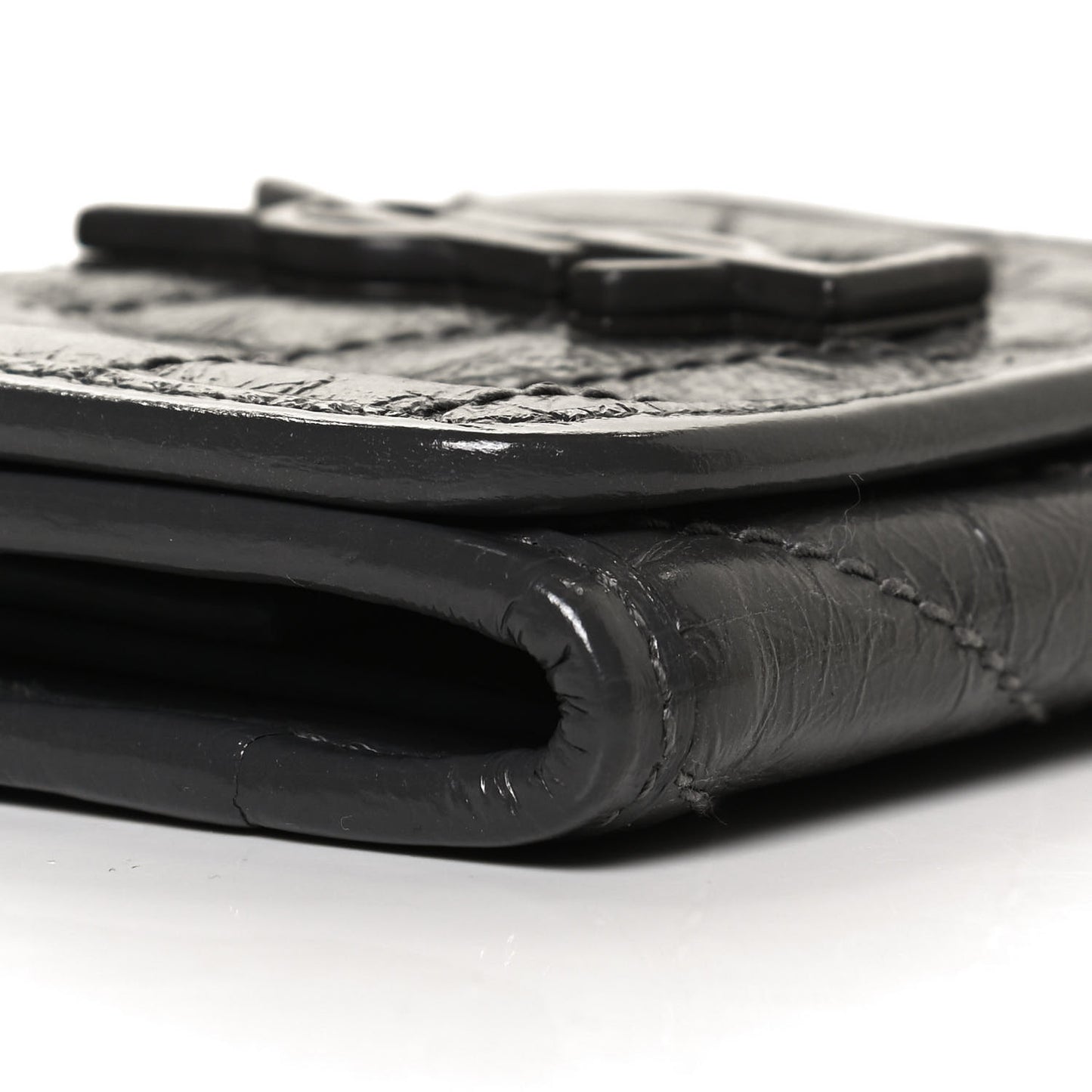 Crinkled Calfskin Matelasse Monogram Niki Compact Wallet Storm