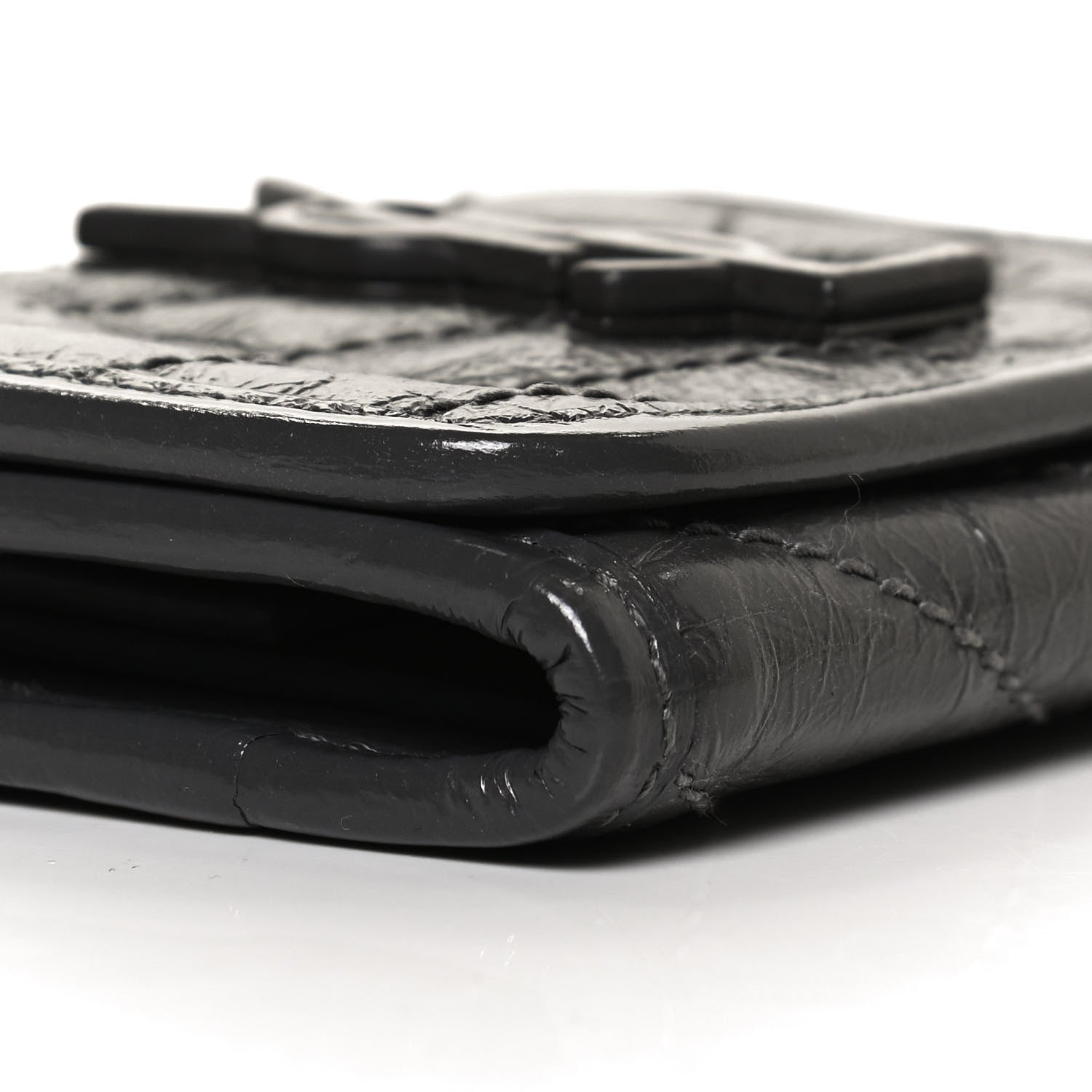 Saint Laurent Crinkled Calfskin Matelasse Monogram Niki Compact Wallet Storm 6 of 8