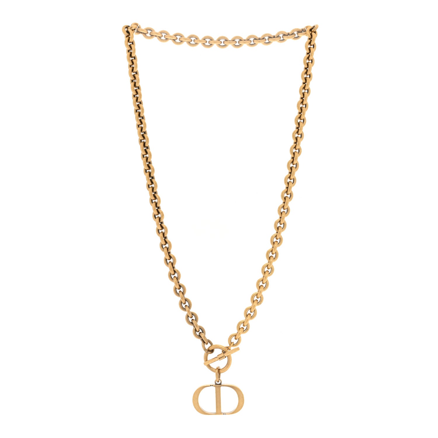 Christian Dior Metal 30 Montaigne Necklace Aged Gold 1 of 4