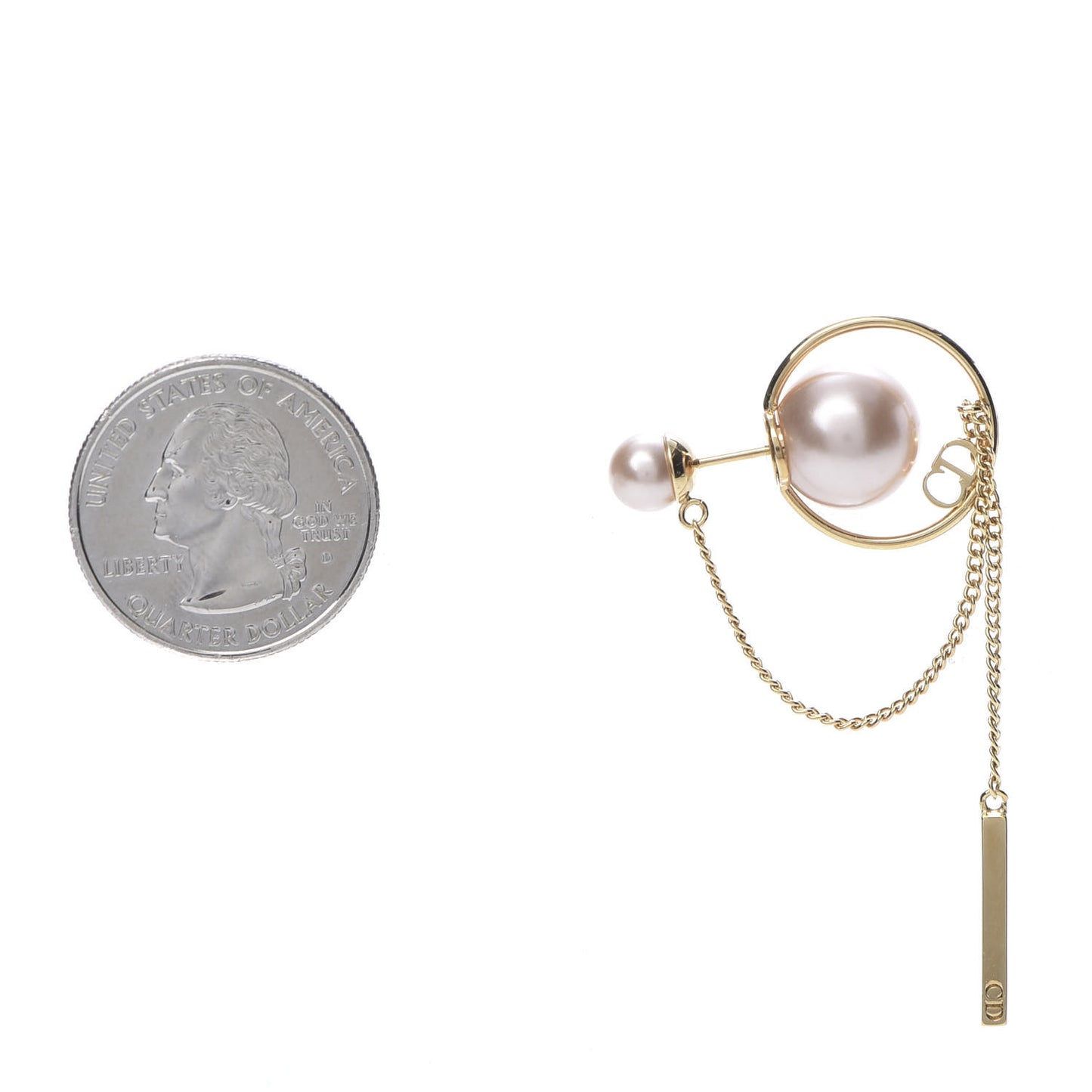 Pearl Tribales Dangle Chain Earrings Pink Gold