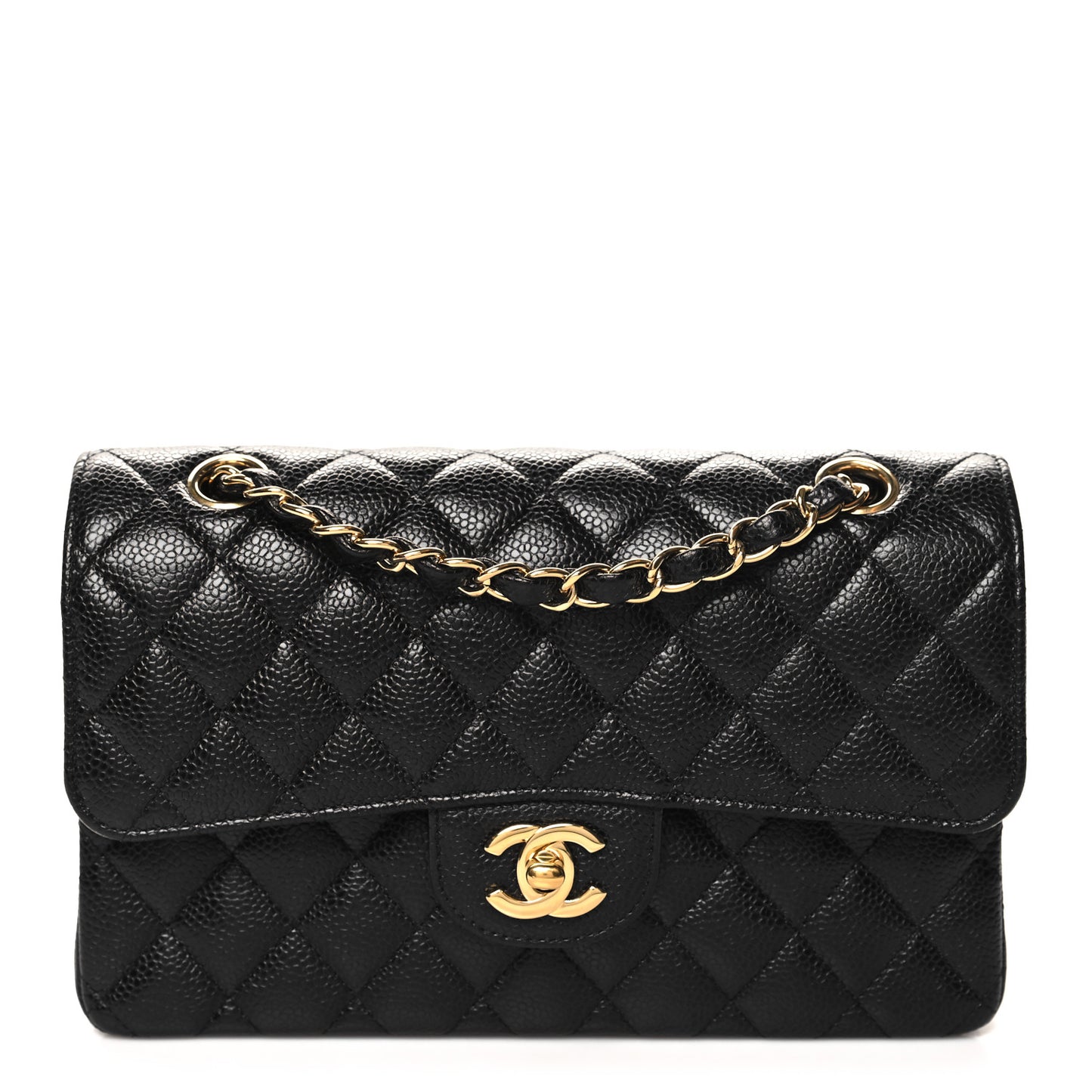 Caviar Quilted Small Double Flap Black