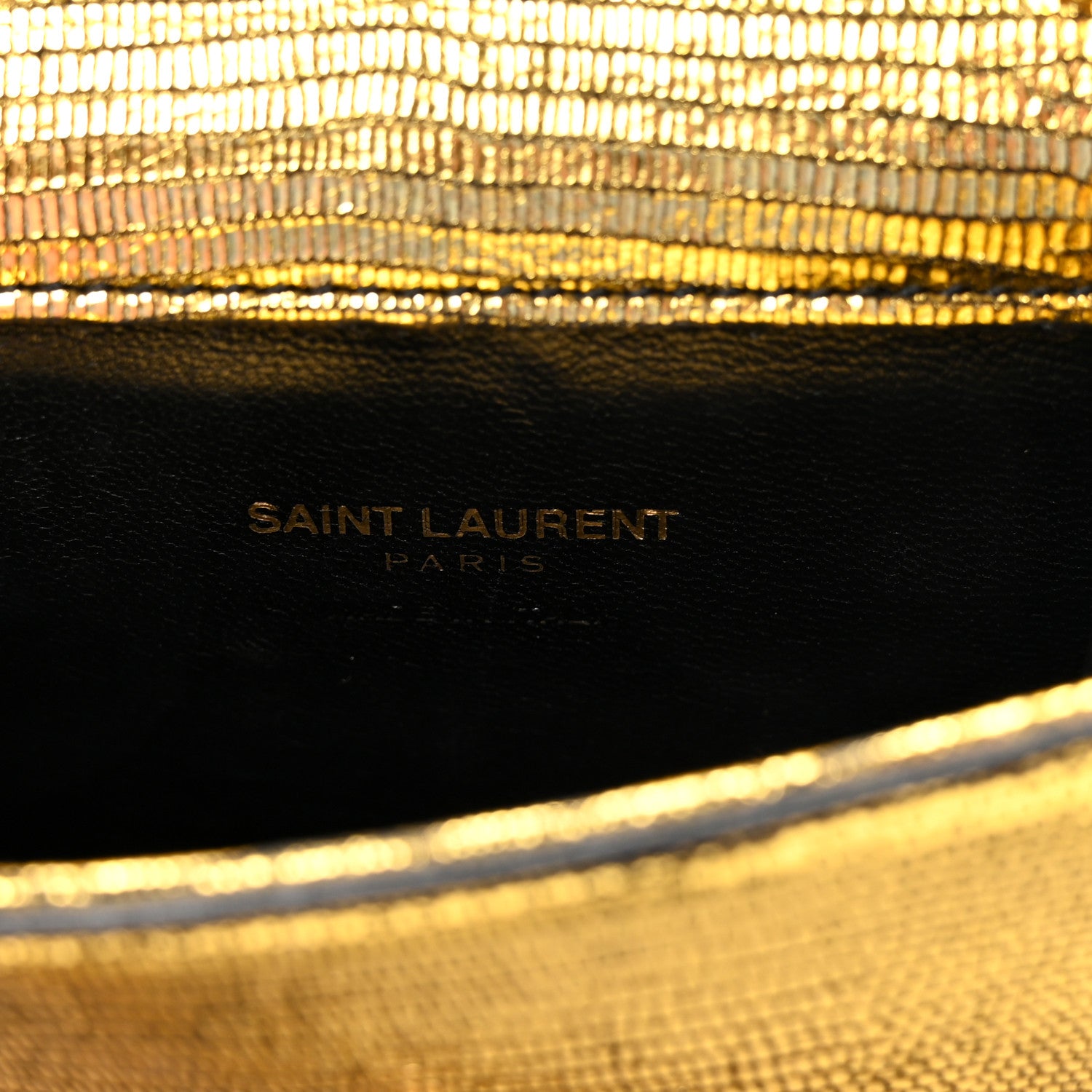 Saint Laurent Calfskin Lizard Embossed Monogram Chain Mini Candy Crossbody Gold 5 of 8