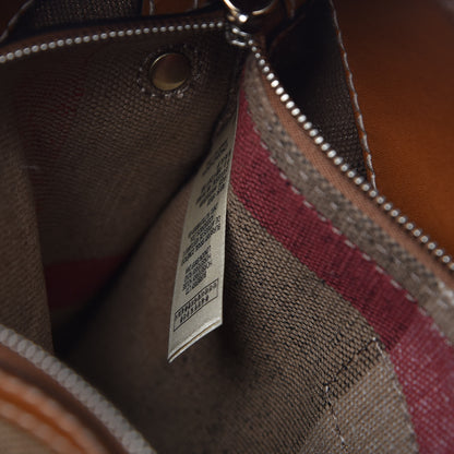 Burberry Canvas Mega Check Medium Ashby Hobo Saddle Brown 7 of 10
