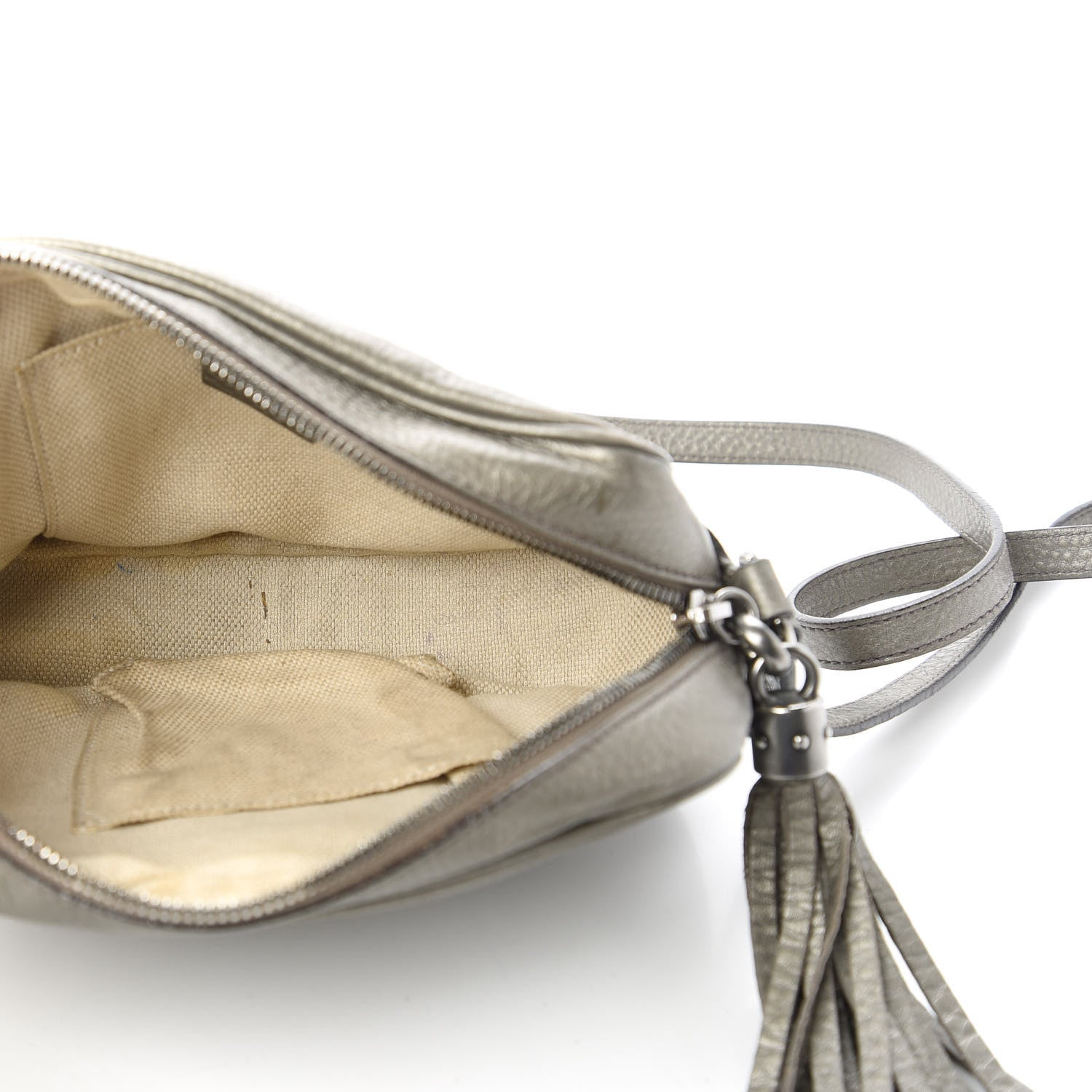 Gucci Metallic Pebbled Calfskin Small Soho Disco Bag Sasso 5 of 12
