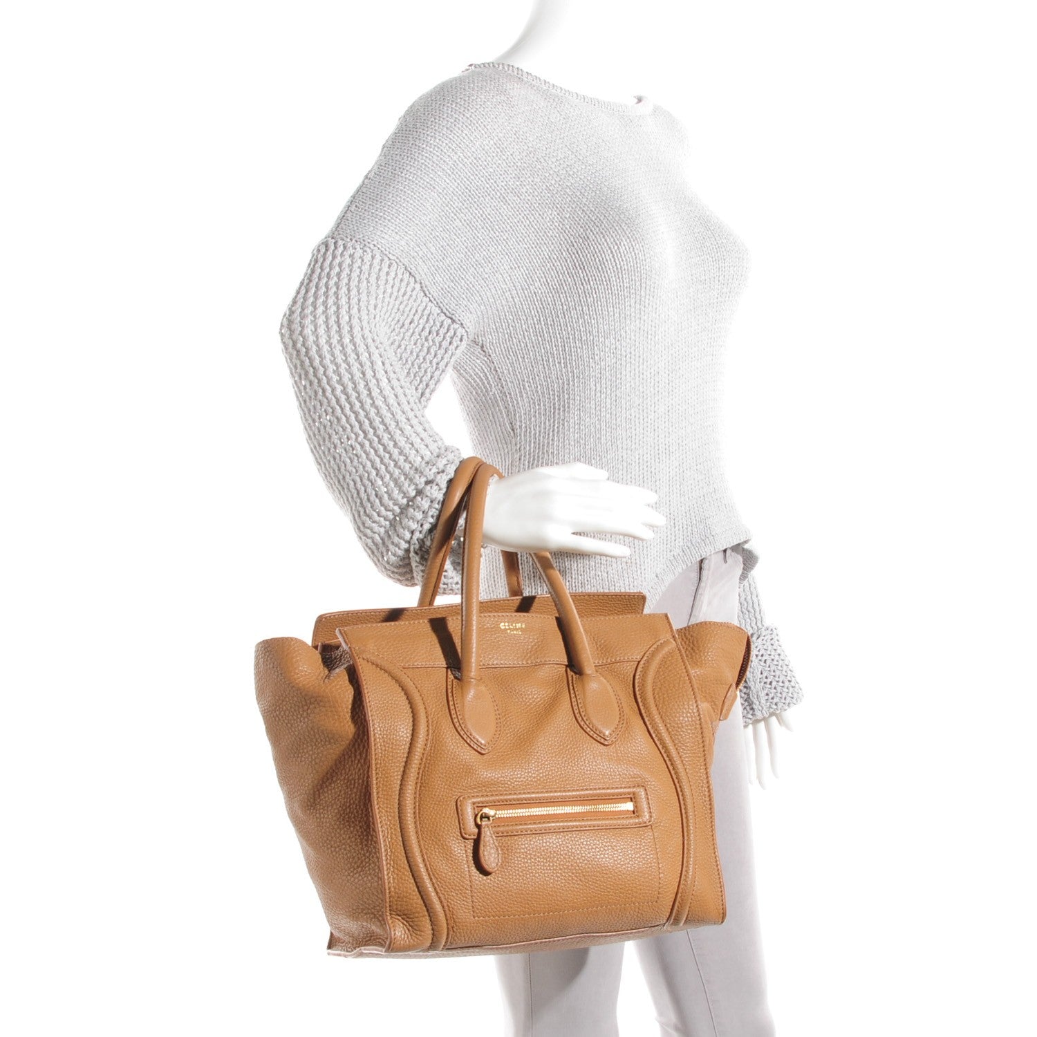 Celine Pebbled Calfskin Mini Luggage Camel 2 of 9