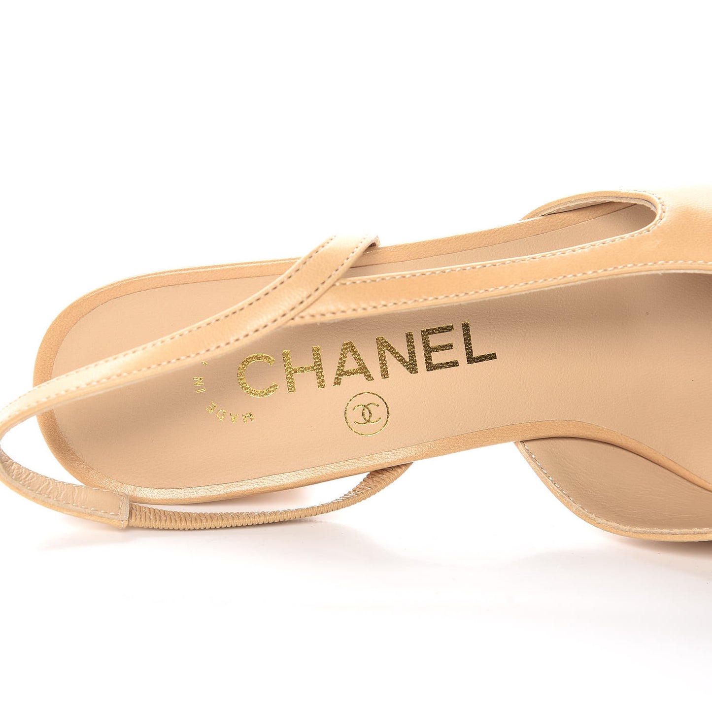 Goatskin Grosgrain Cap Toe CC Slingback Pumps 36 Beige Black