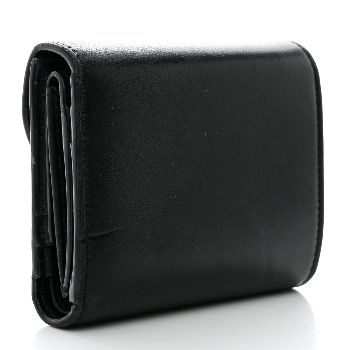 Shiny Smooth Lambskin Small Triomphe Wallet Black