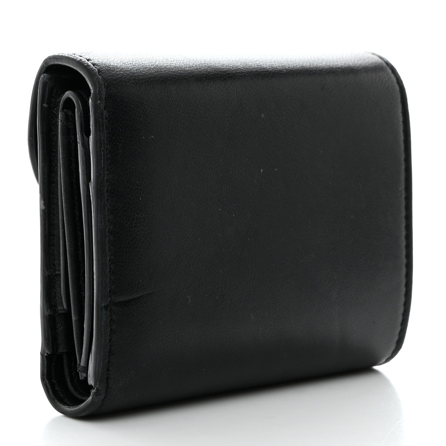 Celine Shiny Smooth Lambskin Small Triomphe Wallet Black 3 of 10