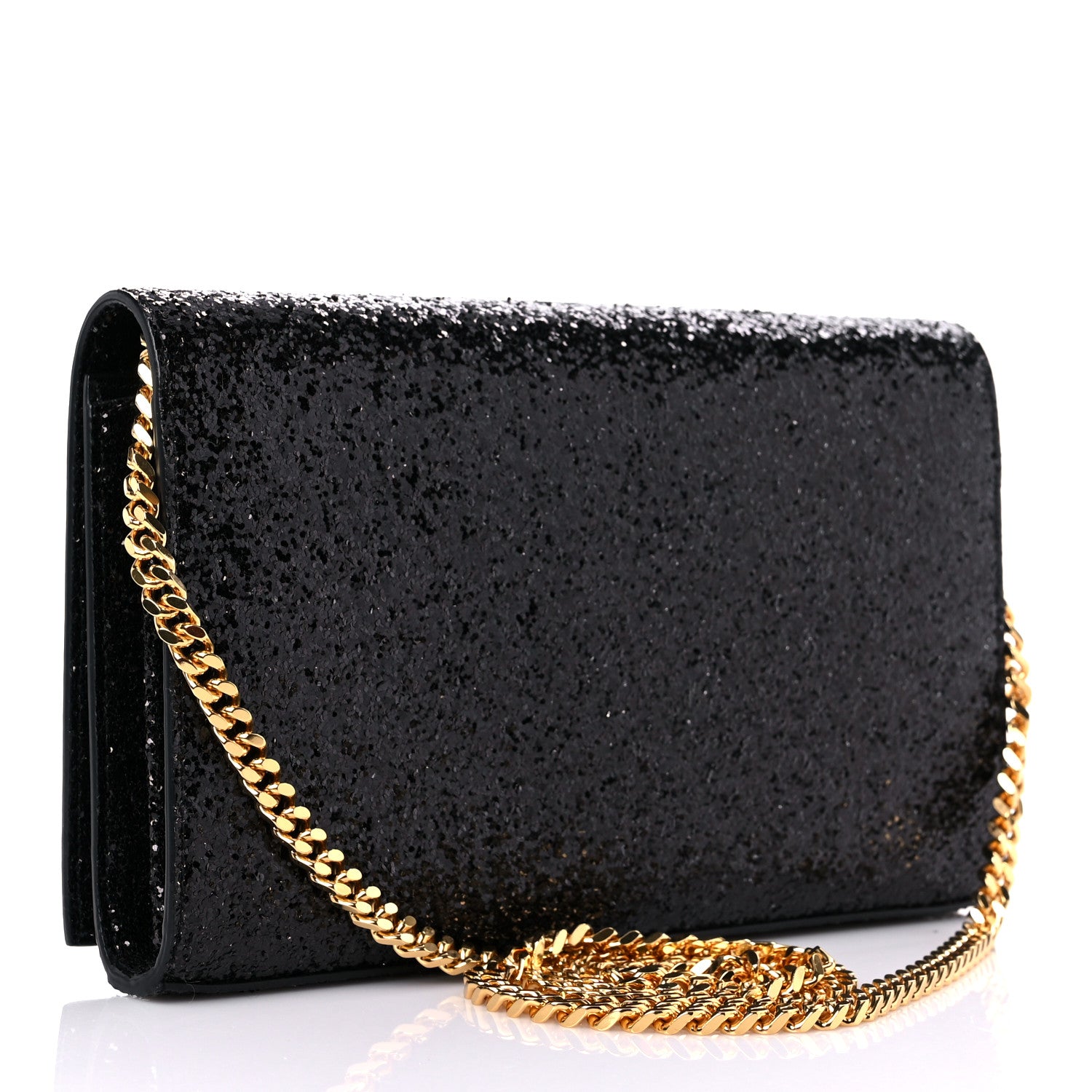 Saint Laurent Glitter Classic Monogram Galactica Chain Wallet Black 3 of 10