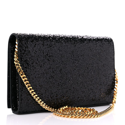 Saint Laurent Glitter Classic Monogram Galactica Chain Wallet Black 3 of 10