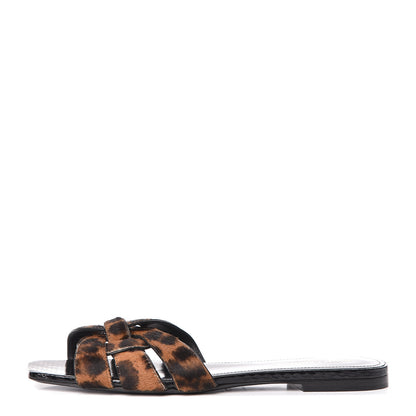 Saint Laurent Calfskin Calf Hair Nu Pied 05 Slide Sandals 40 Safari 1 of 9