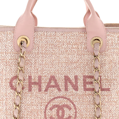 Chanel Straw Lurex Large Deauville Tote Pink 7 of 11