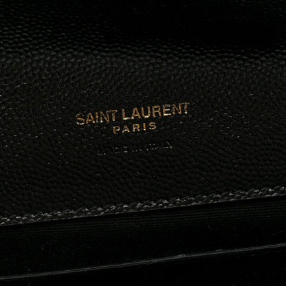 Saint Laurent Grain De Poudre Matelasse Chevron Monogram Envelope Clutch Black 6 of 6