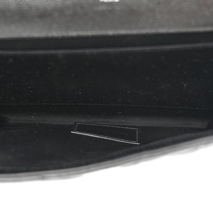 Saint Laurent Grain De Poudre Matelasse Chevron Monogram Envelope Clutch Black 5 of 10