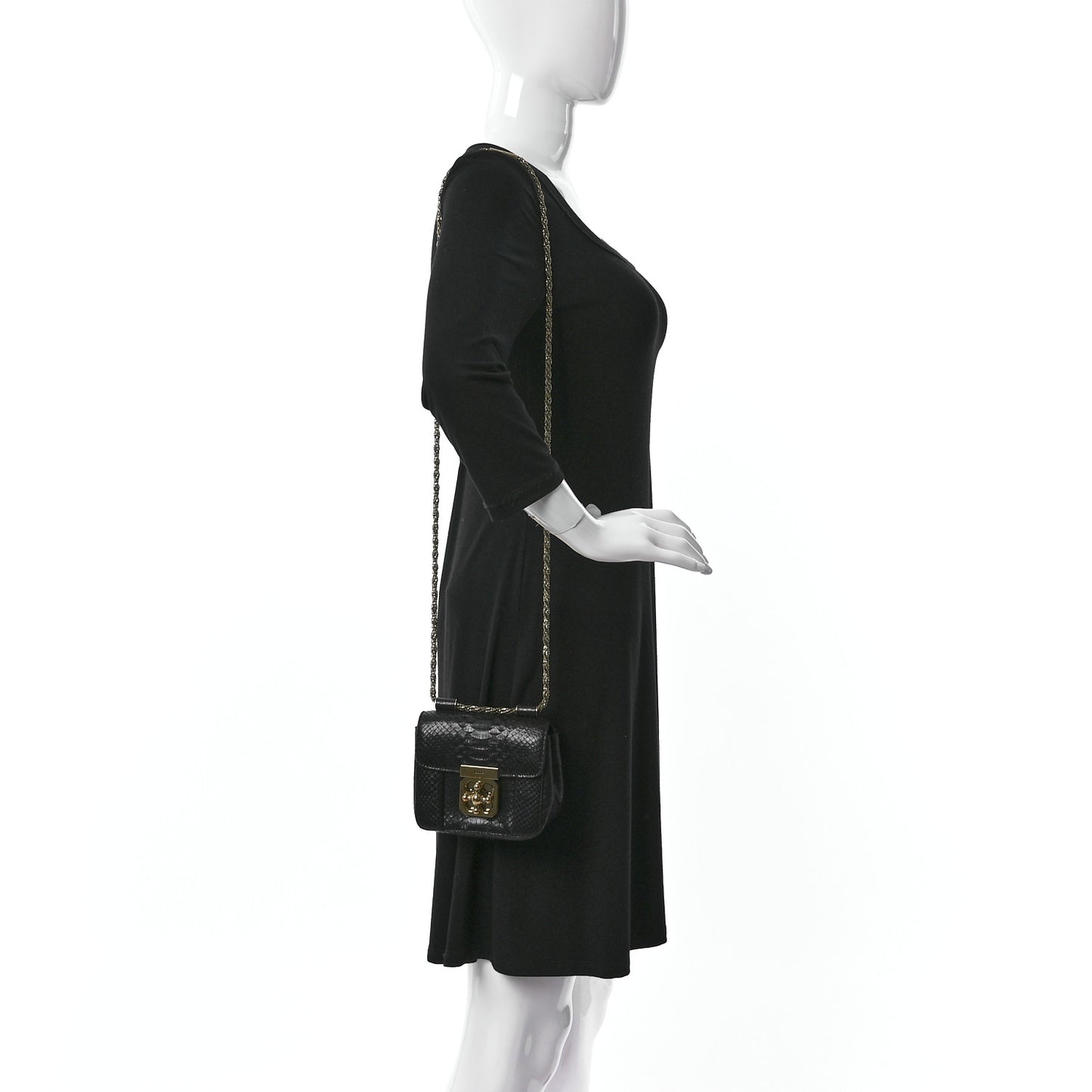 Snakeskin Mini Elsie Shoulder Bag Black