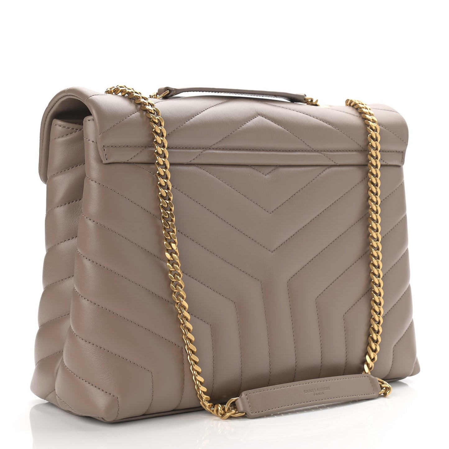 Calfskin Y Quilted Monogram Medium Loulou Chain Satchel Dark Beige