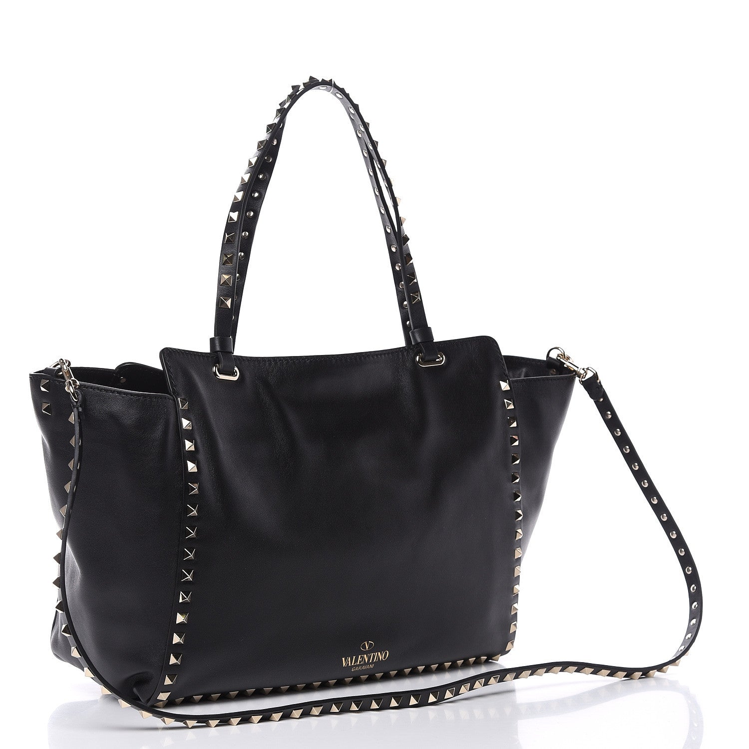 Valentino Garavani Vitello Medium Rockstud Tote Black 3 of 10