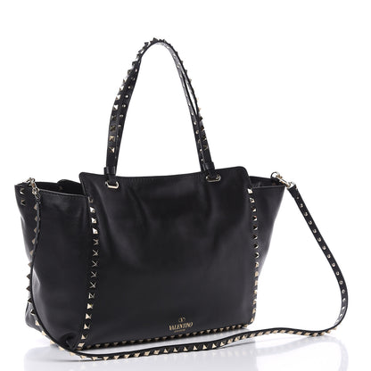 Valentino Garavani Vitello Medium Rockstud Tote Black 3 of 10