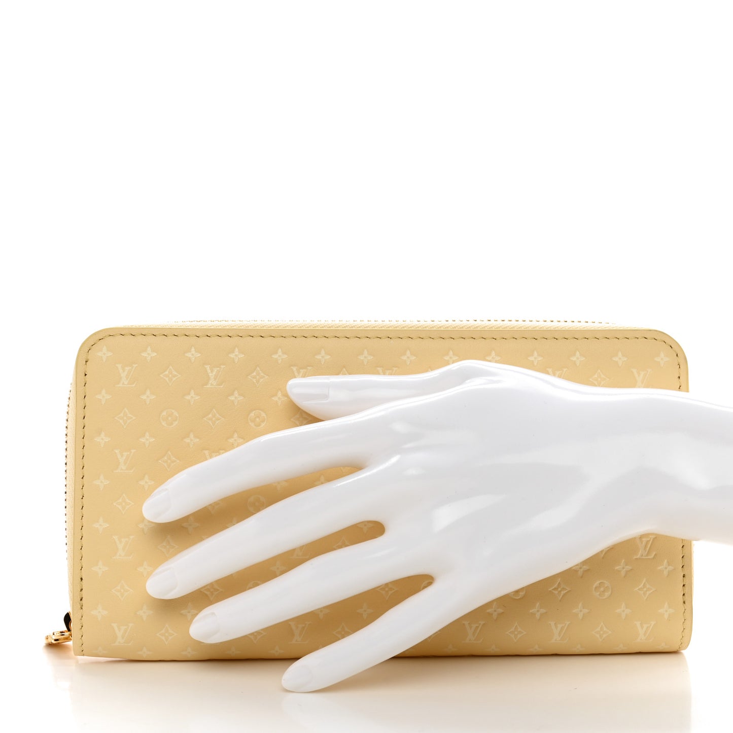 Calfskin Nanogram Embossed Zippy Wallet Jaune