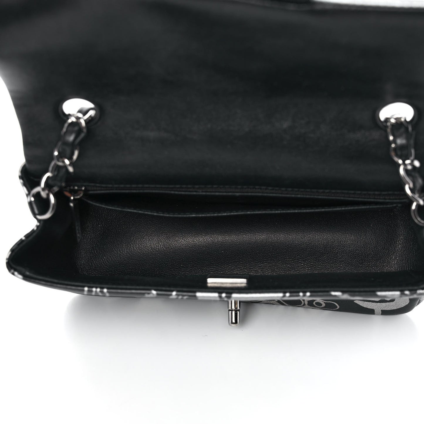Lambskin Printed Mini Rectangular Flap Black Silver