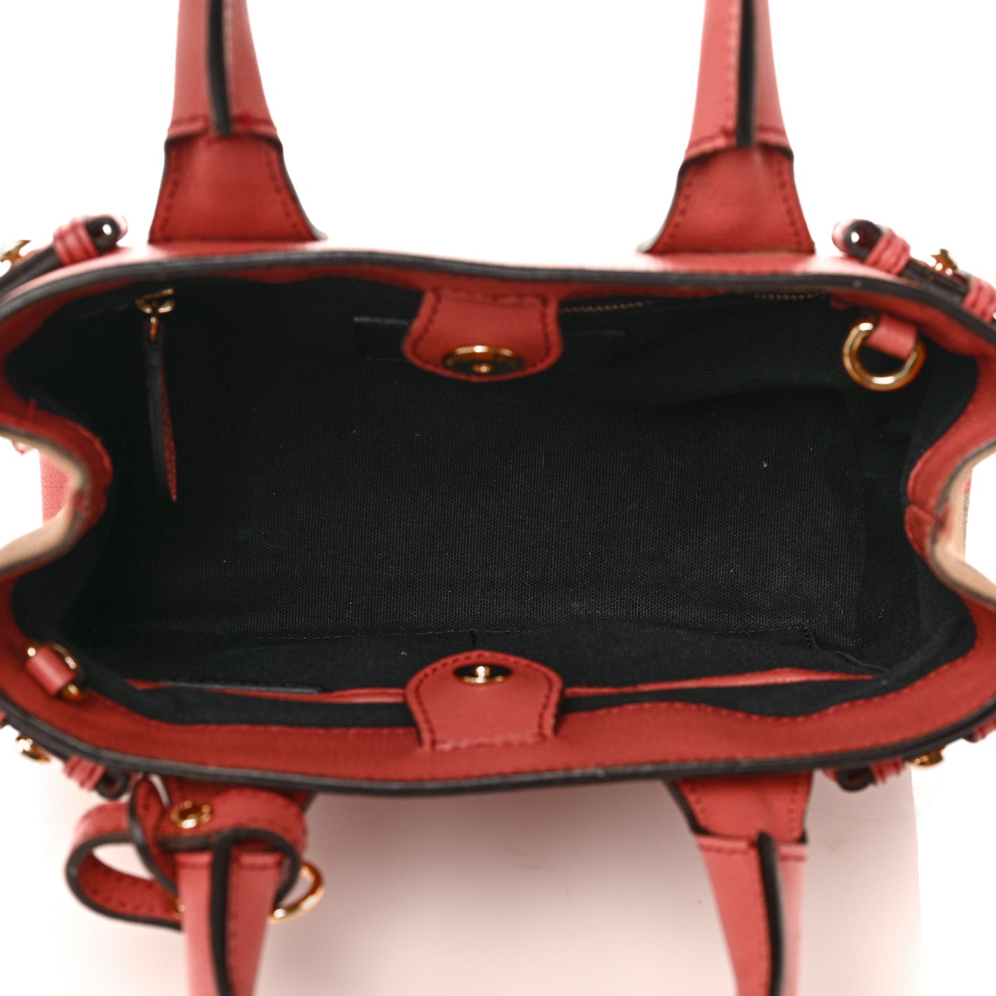 Derby Calfskin House Check Small Banner Tote Cinnamon Red