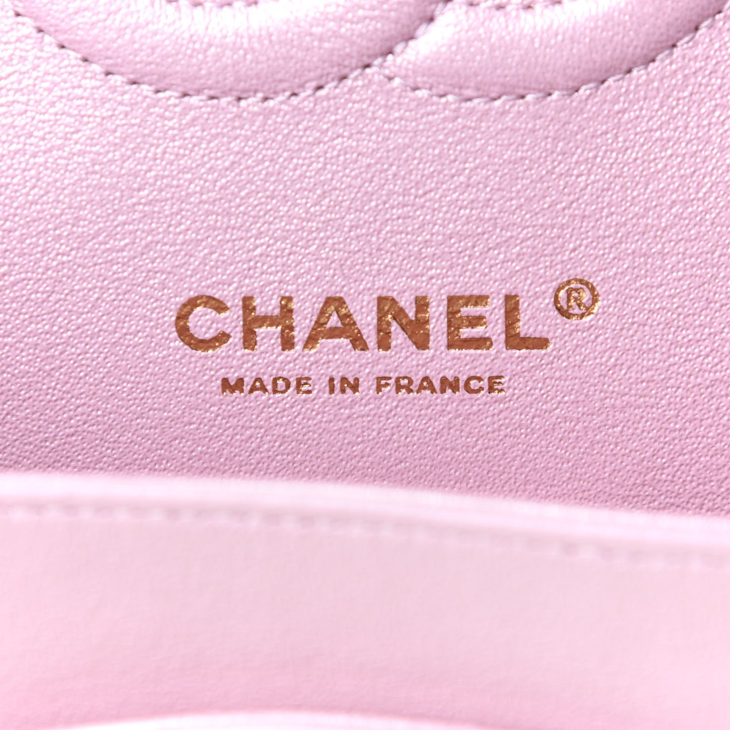Iridescent Calfskin Quilted Medium Double Flap Light Pink
