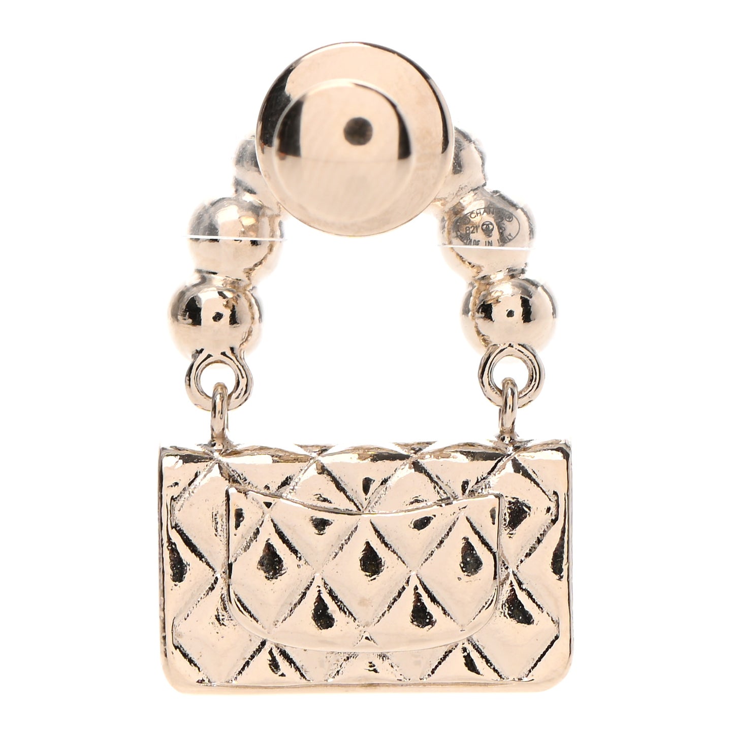 Pearl Quilted Flap Brooch Gold