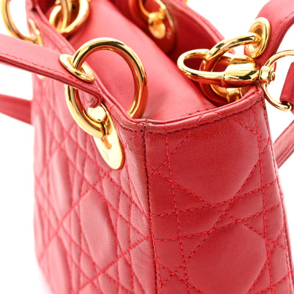 Christian Dior Lambskin Cannage Mini Lady Dior Red 16 of 18