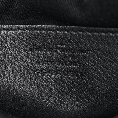 Salvatore Ferragamo Calfskin Gancini Embossed Travel Pouch Black 6 of 9