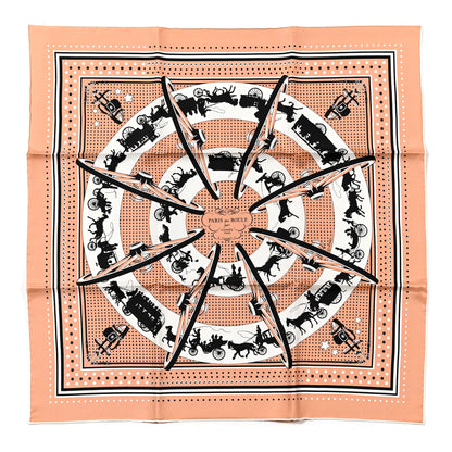 Hermes Silk Paris Qui Roule Bandana Scarf 55 Blush White Black 1 of 4
