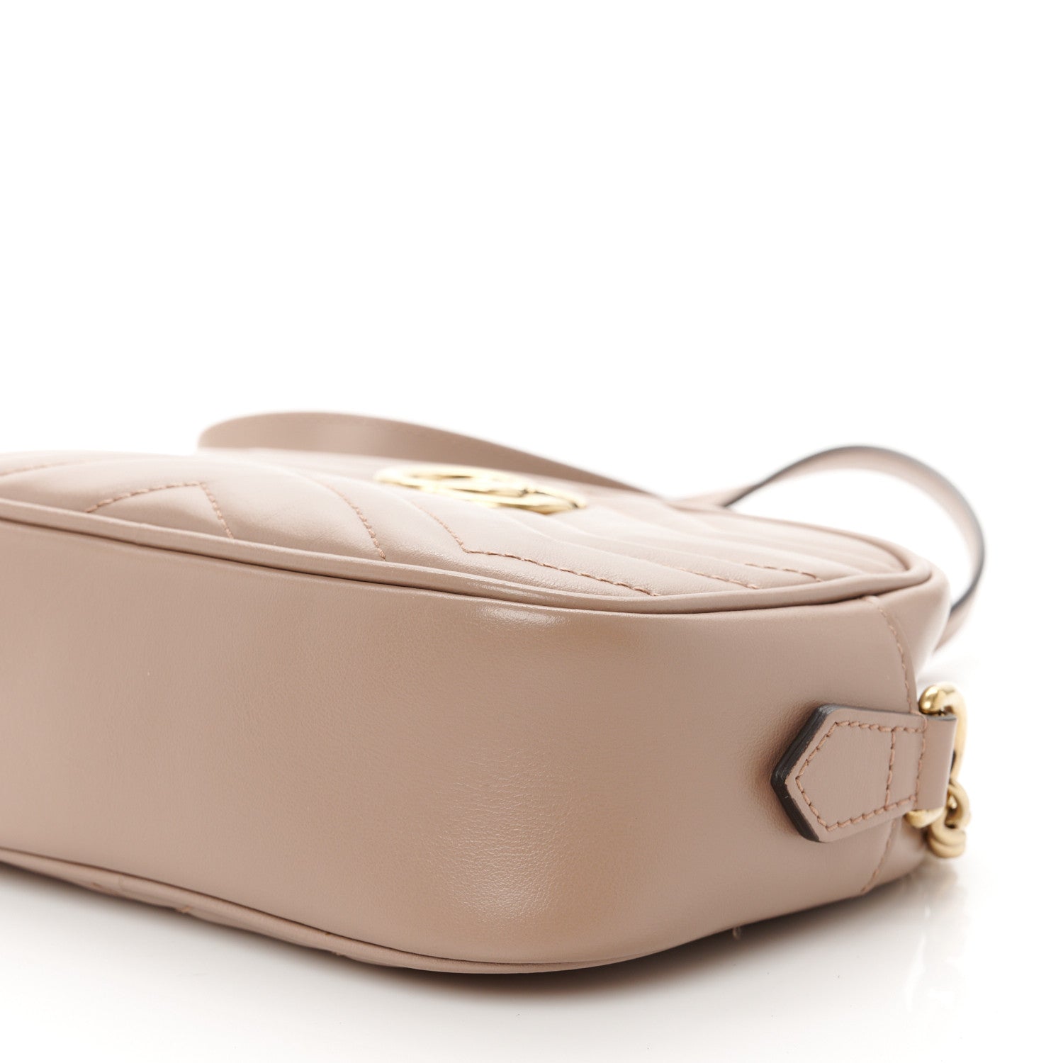 Gucci Calfskin Matelasse Mini GG Marmont Chain Shoulder Bag Nude 11 of 11