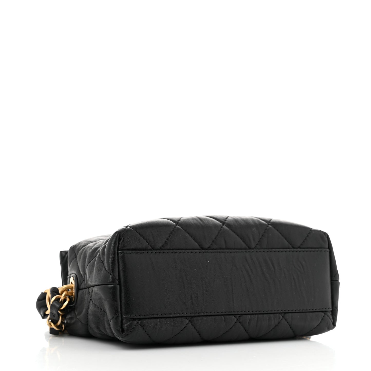 Crumpled Lambskin Quilted Small CC Links Shoulder Bag Black