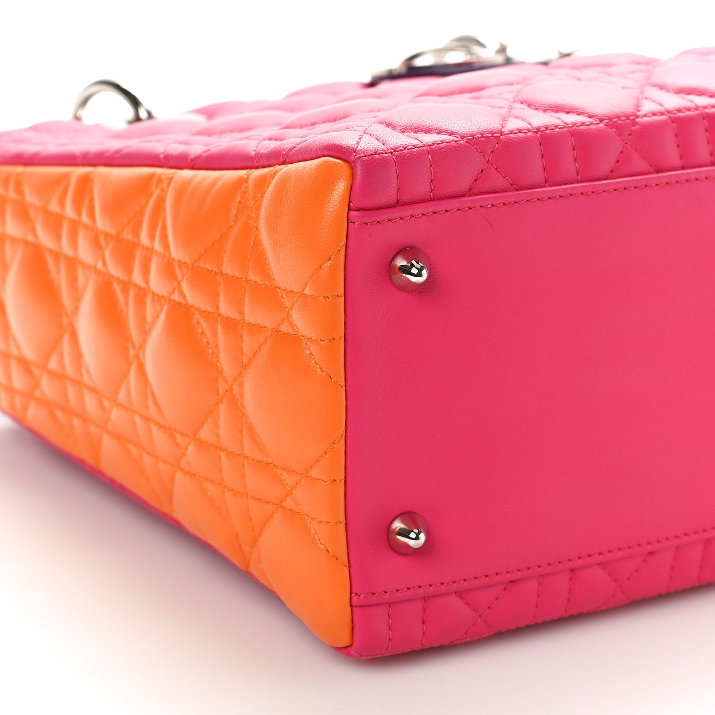 Lambskin Cannage Medium Tri-Color Lady Dior Pink